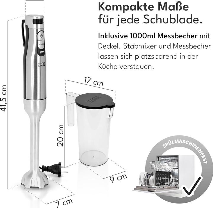 Actual product image Lebenlang Stabmixer mit Messbecher & Spritzschutz