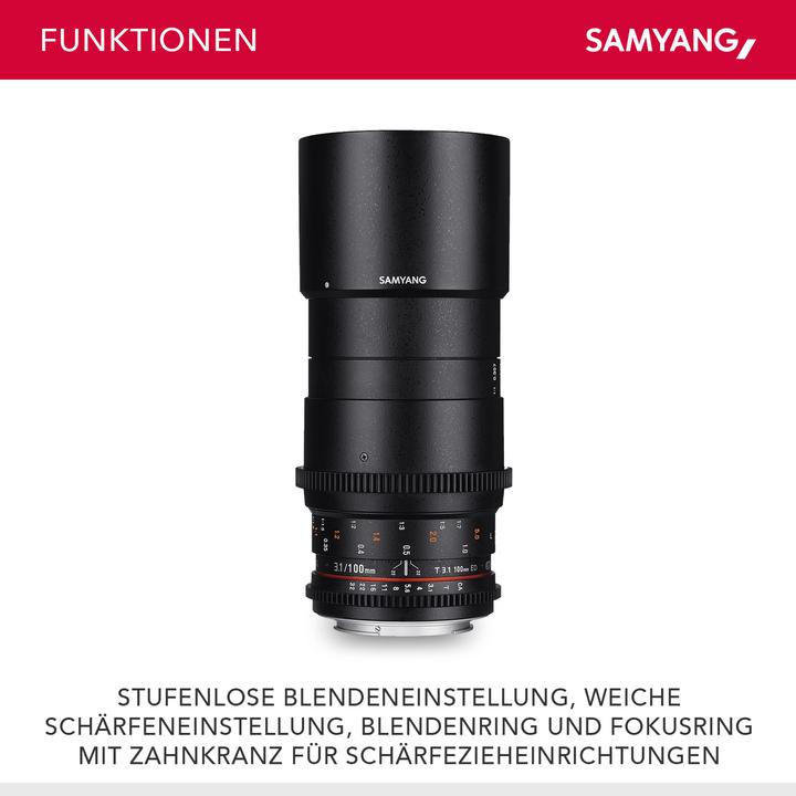 Image du produit Samyang 100mm T3.1 Sony E-Mount (Sony E, Plein format)