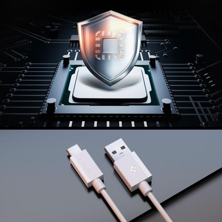 Actual product image Spigen - Data Cable Essential (EB6020AC) - Fast Charging, USB to Type-C, 60W, 480Mbps, 1m - White (1 m, USB 2.0, 60 W)