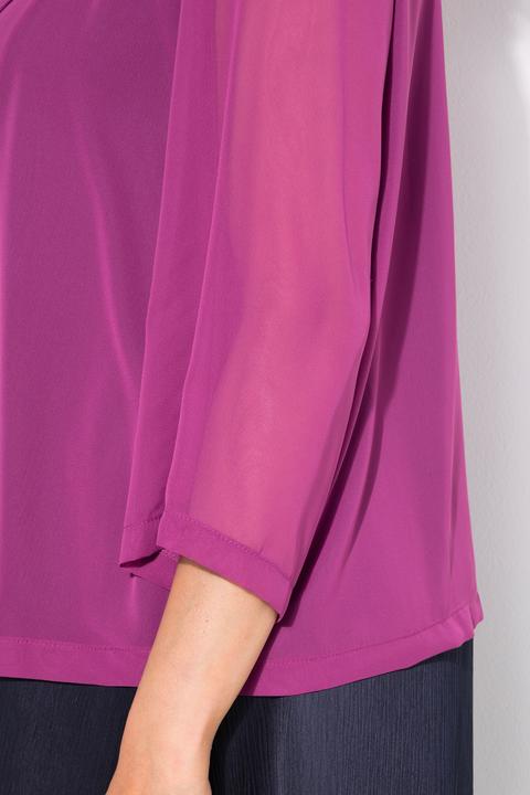 Produktbild Ulla Popken Chiffonjacke, Oversized, Schalkragen, 3/4-Arm (50, 52)