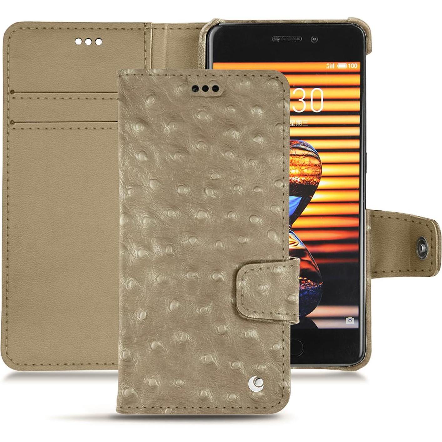 Noreve Lederschutzhülle Wallet (Meizu Pro 7), Smartphone Hülle, Beige