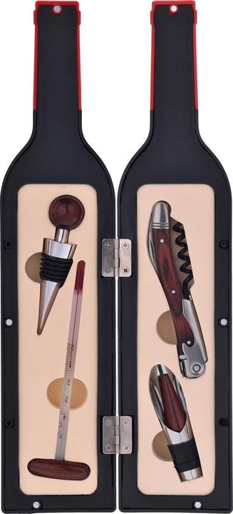 Laguiole Set cadeau de vin design bouteille, 4 pièces