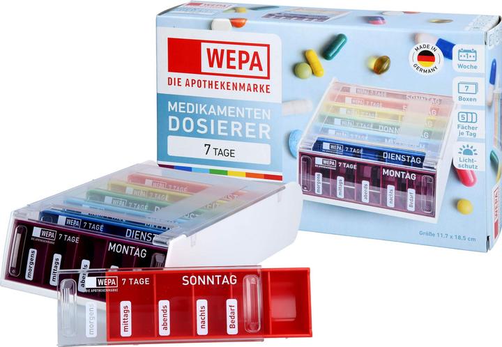 Actual product image Wepa Medikamentendosierer 7 Tage Wochenmagazin Regenbogen / UV-Schutz+, 1 St. Dosette