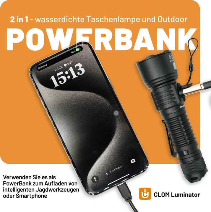 Immagine prodotto ICUserver ICU Luminator LED Taschenlampe Grosse Reichweite, IP68 (wasserdicht), mit USB-Sch (7.50 cm, 1600 lm)