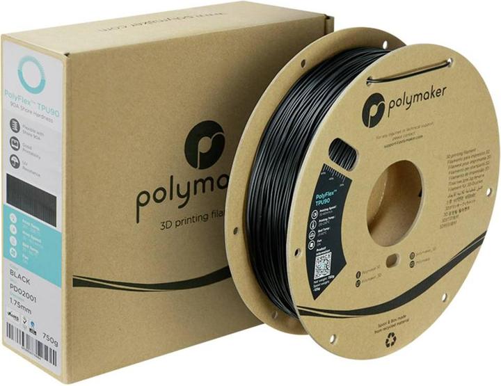 Actual product image Polymaker PolyFlex TPU-90A Black-1.75mm-750g (TPU, 1.75 mm, 750 g)