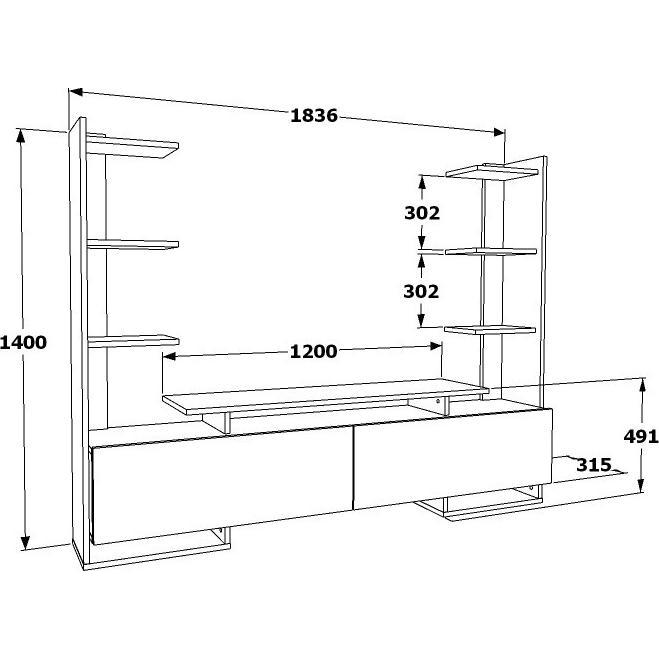 Thumbnail - Hanah Home, TV Möbel, Leslie (183.5 x 140 x 32 cm)