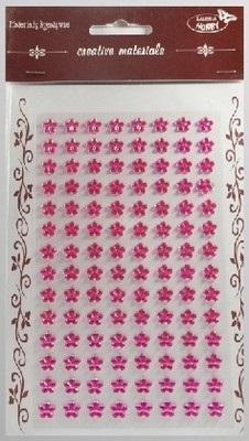 Image du produit Mentor Aufkleber mit Kristallen, rosa Blumen, 8 mm, 112 Stück