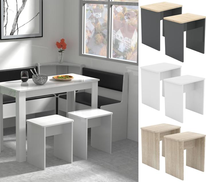 Produktbild VCM 2er Set Holz Sitzhocker Würfel Fussablage Beistelltisch Esal (45 x 40 x 30 cm)