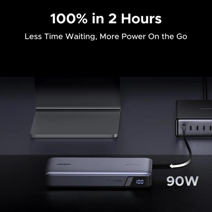 Actual product image Ugreen Nexode PB552 25,000mAh 165W PowerBank with Built-in USB-C Cable (25000 mAh, 165 W)