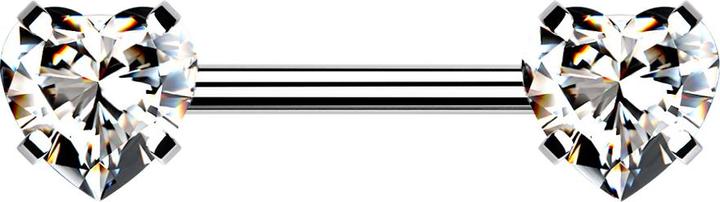 Actual product image Star Piercing Threadless Barbell silber front mit Herz Kristall silber gefasst (without brass, Surgical steel 316L)