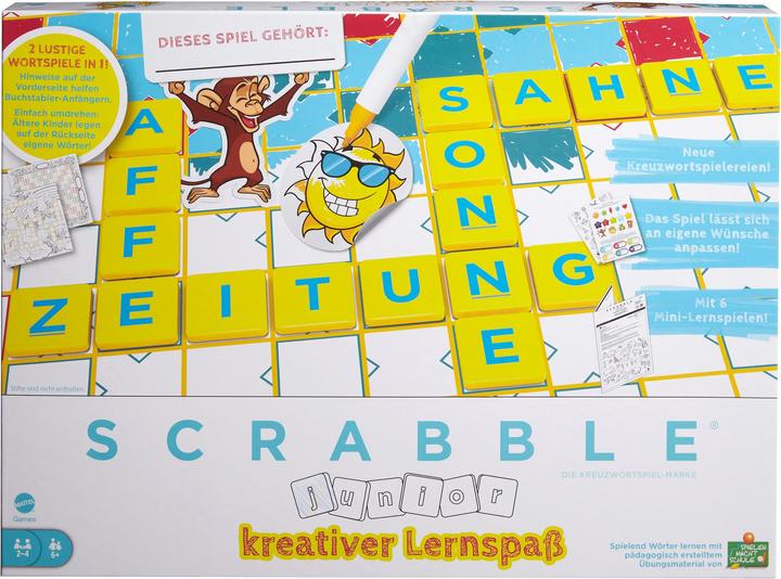 Image du produit Mattel Games Scrabble Junior, un jeu éducatif et créatif (F) (Turc, Français, Norvégien, Grec, Russe, Danois, Suédois, Portugais, Anglais)