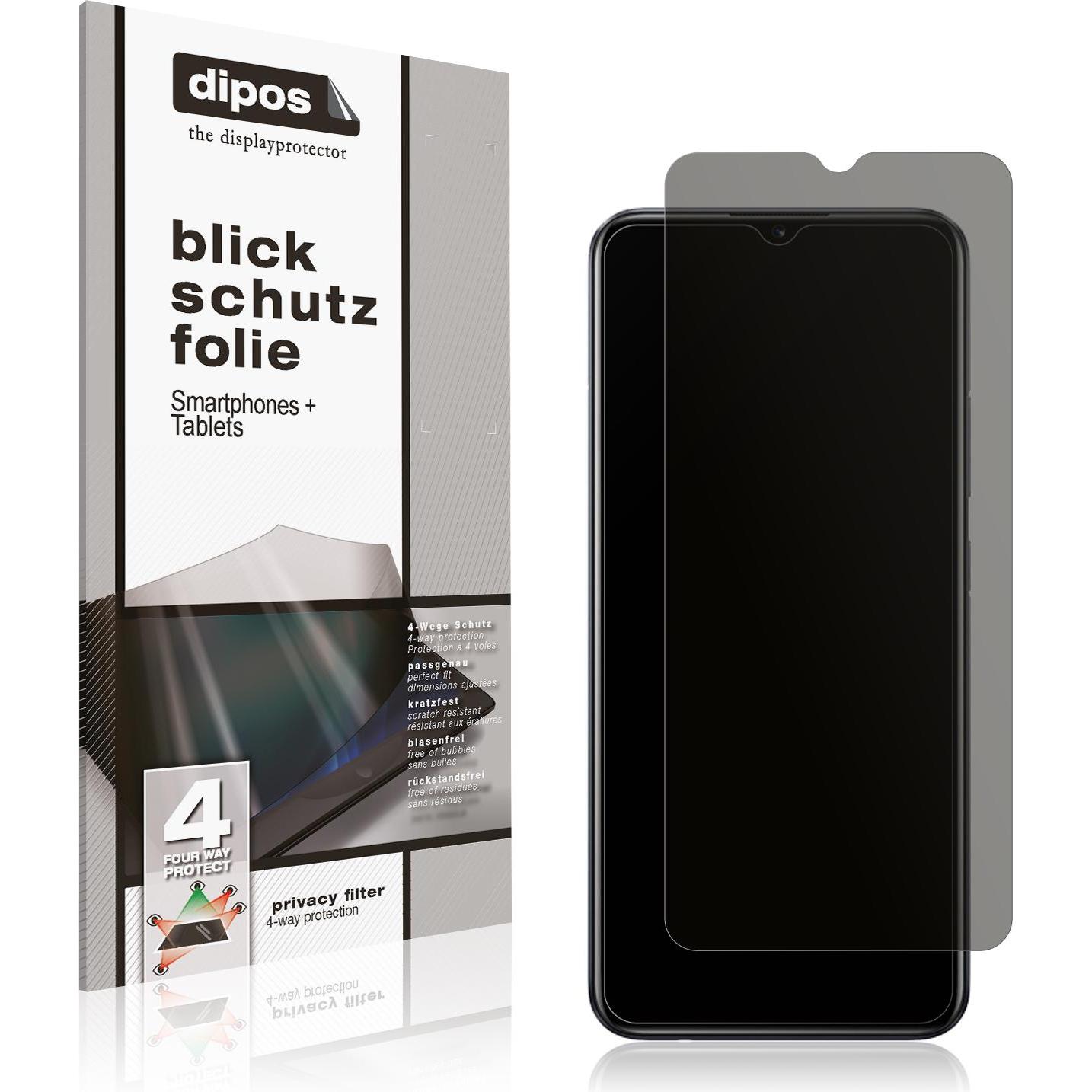 Dipos Blickschutzfolie 4-Way Privacy (1 Stück, Realme Narzo 50i Prime), Smartphone Schutzfolie, Transparent