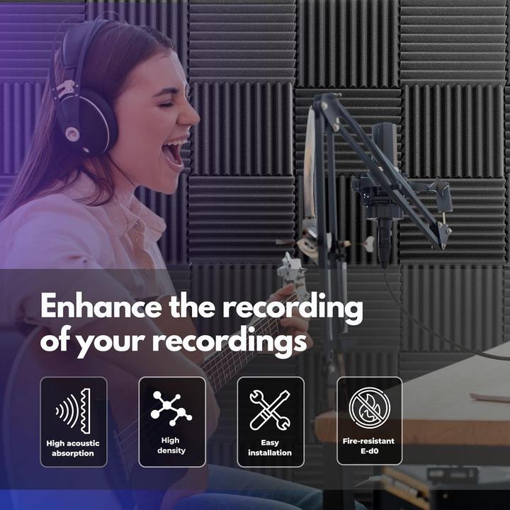 Image du produit Rovson Kit de panneaux en mousse acoustique (24 pcs)