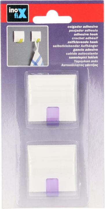 Produktbild Inofix Klebehaken quadratisch weiss-violett, 2 Stück