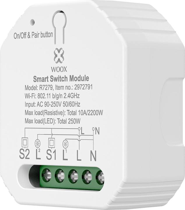 Produktbild Woox WiFi Smart Switch R7279, 230 V, 10A, 2300W Weiss (Rolladenaktor)