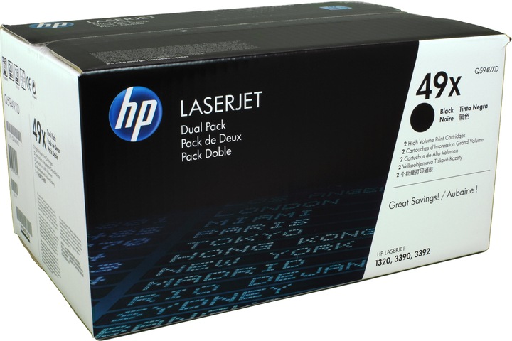 Actual product image HP Q5949XD) No 49XD HP49XD 49XD Dual Pack Black Cartrdige (Q5949XD) (FC)