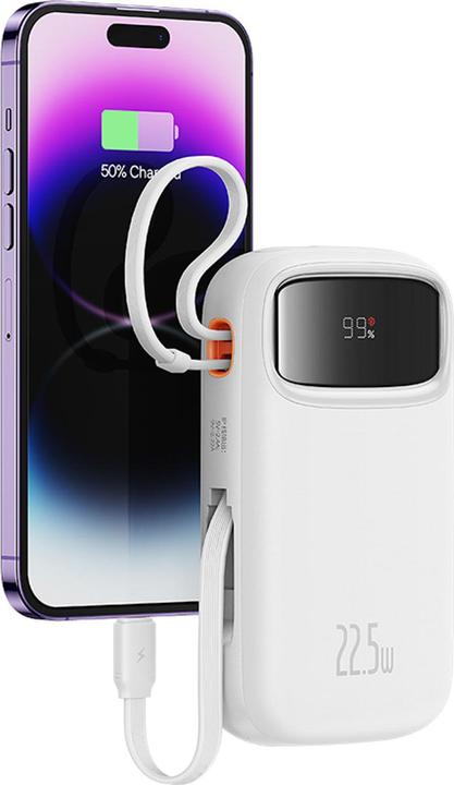 Immagine prodotto Baseus Qpow2, 20000mAh, 22.5W, QC + PD, Bianco (20000 mAh, 22.50 W)