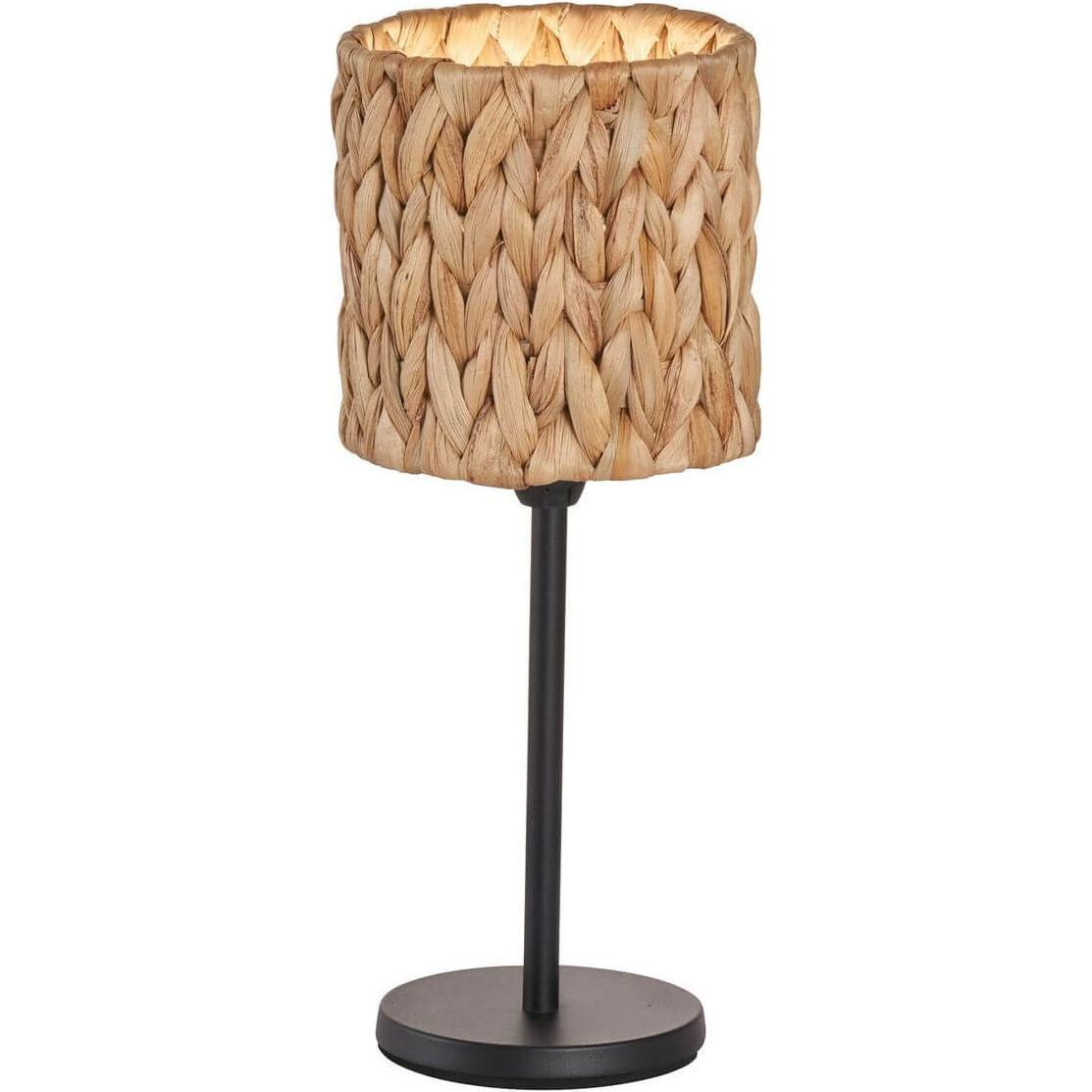 Fischer & Honsel, Tischlampe, Honsel Hyazinthe Tischleuchte E14 schaltbar Lampenschirm Wasserhyazinthe natur sandschwarz