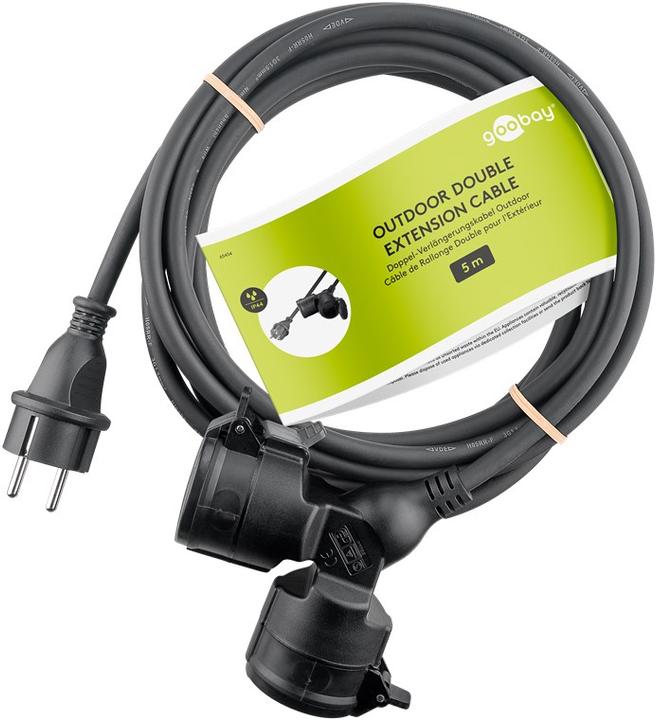 Produktbild Goobay Doppel-Verlängerungskabel Outdoor (5 m, CEE 7/3)
