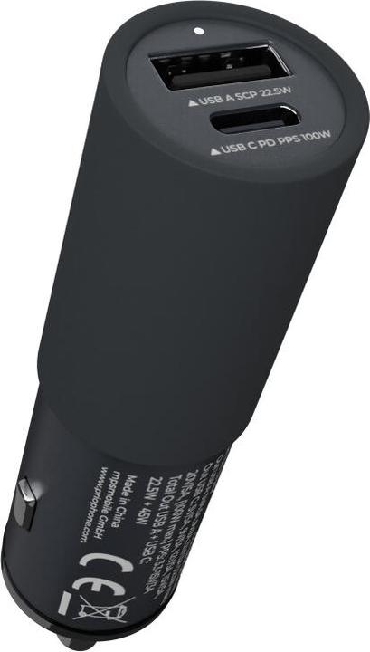 Actual product image prio Fast Charge Car Charger 100W PD (USB C) + 22.5W (USB A) black