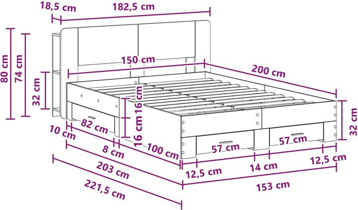 Produktbild vidaXL Bettrahmen (150 x 200 cm)