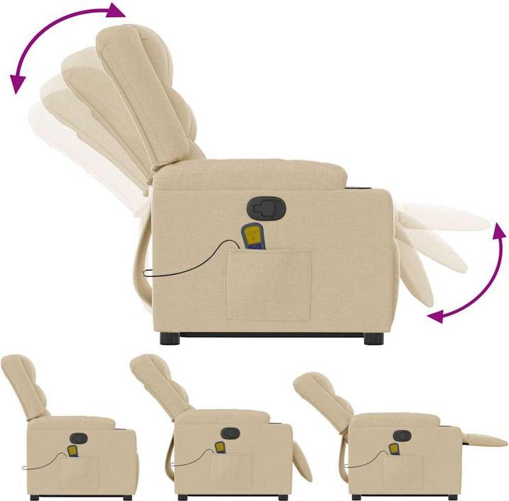 Immagine prodotto vidaXL Poltrona massaggiante con ausilio stand-up in tessuto crema