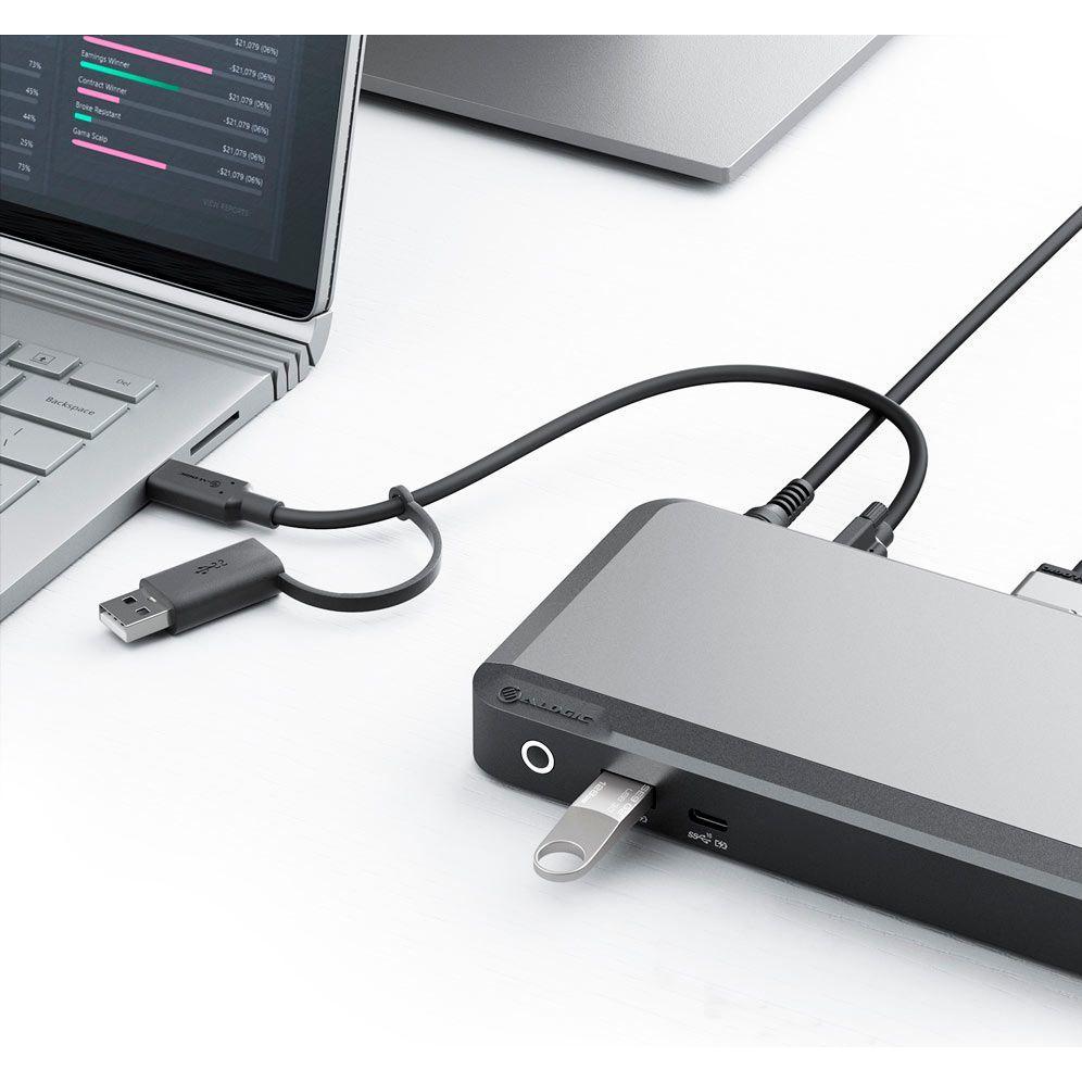 Thumbnail - Alogic DX2 (USB-C, 4 Ports), Dockingstation + USB Hub, Schwarz, Grau