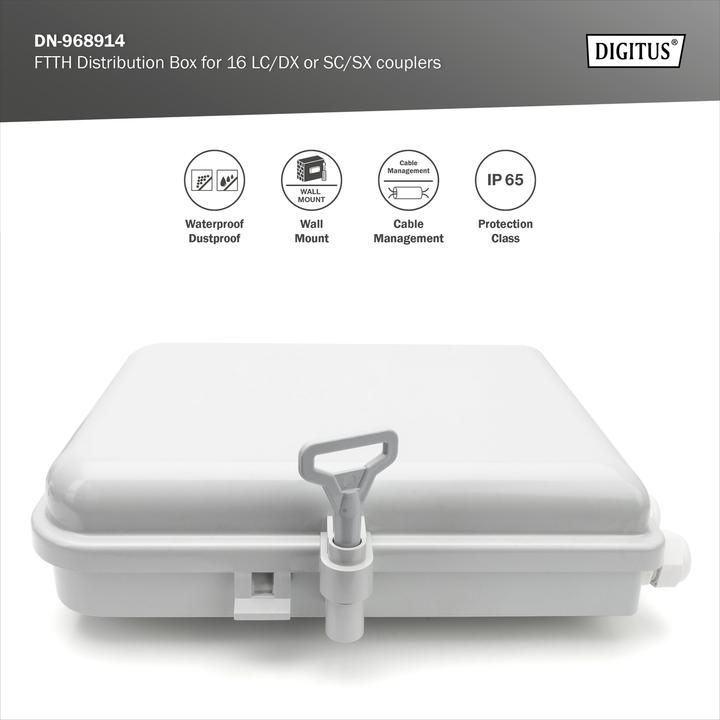 Produktbild Digitus Outdoor FTTH Box für 16 Kabel und 16x LC/DX oder 16x SC/SX