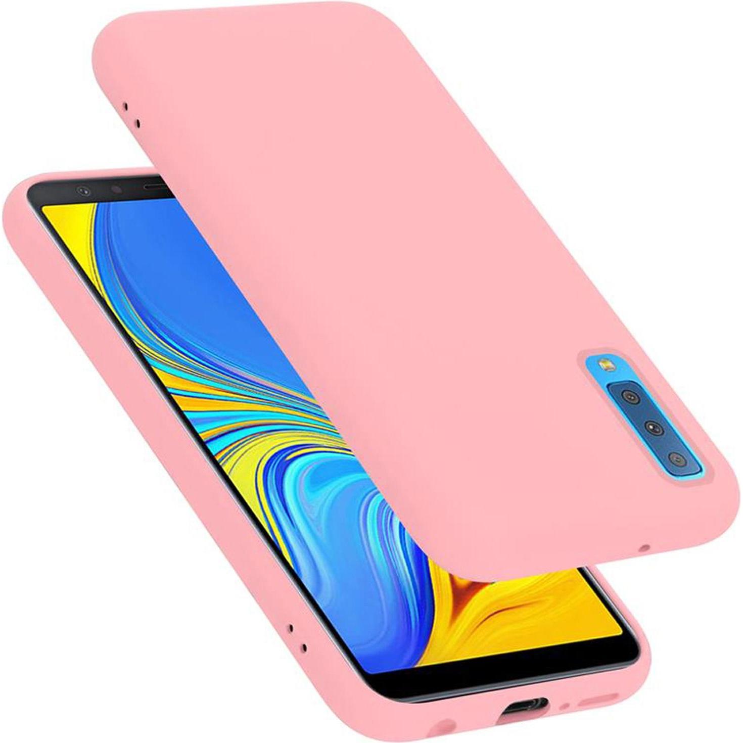 Cadorabo TPU Liquid Silicone Case Cover (Samsung Galaxy A7 (2018)), Smartphone Hülle, Rosa