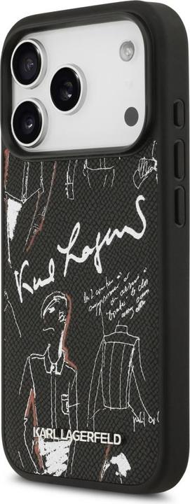 Produktbild Karl Lagerfeld - Hardcase Grained Pattern Logo (KLHMP17LPGGRMPK) - iPhone 17 Pro - Black (Apple iPhone 17 Pro)