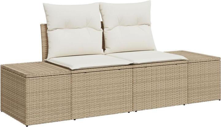 Produktbild vidaXL 9-tlg. Garten-Sofagarnitur mit Kissen Beige Poly Rattan