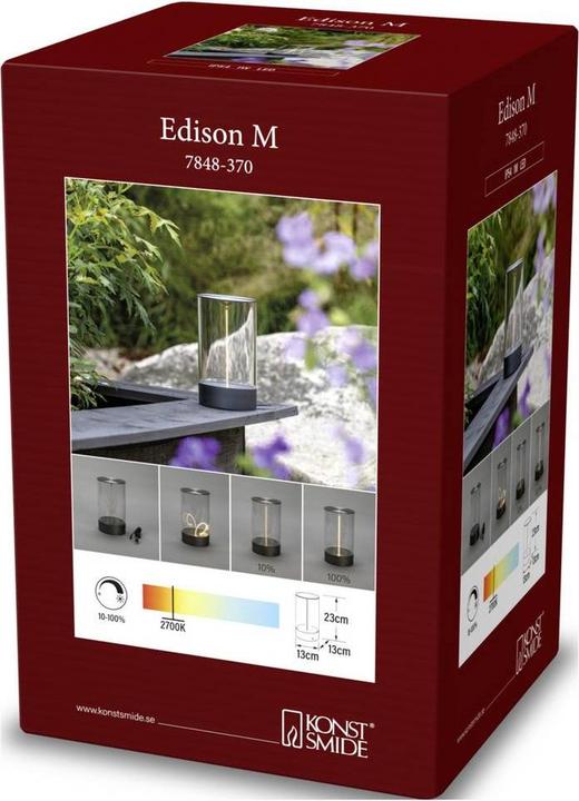 Actual product image Konstsmide Edison M LED Table Lamp for Indoor and Outdoor Use, Battery Powered with USB-C Cable