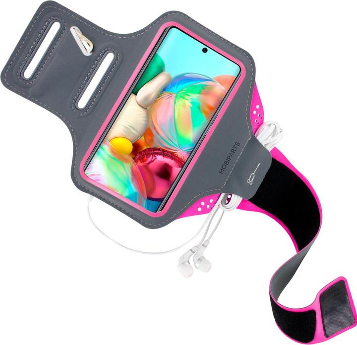 Actual product image Mobiparts Comfort Fit Sport Armband Samsung Galaxy A71 (2020) Neon Pink