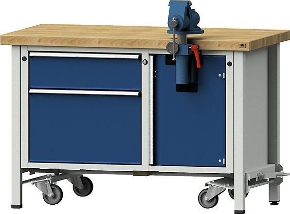 Immagine prodotto Anke Banco da lavoro compatto, con rotelle, mobile, con 1 cassetto e morsa a vite (127 cm, 70 cm)