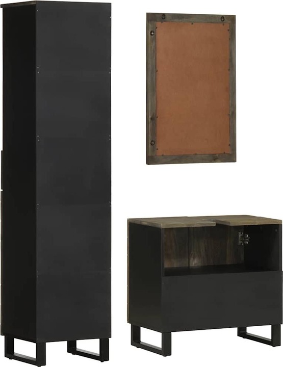 Immagine prodotto VidaXL Set di mobili da bagno a 3 pezzi in legno massiccio di mango nero