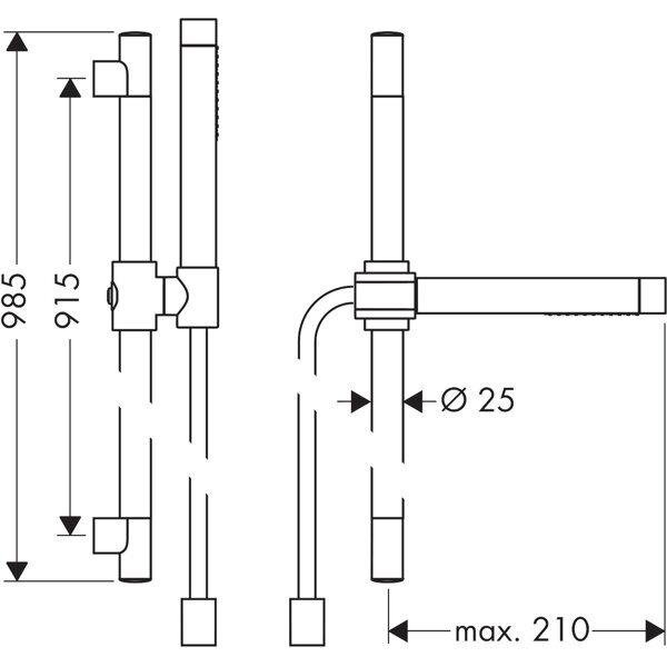 Thumbnail - hansgrohe, Duschbrause, Brauseset AXOR STARCK m 2jet Stabhandbr. brushed black chrome (16 l/min)