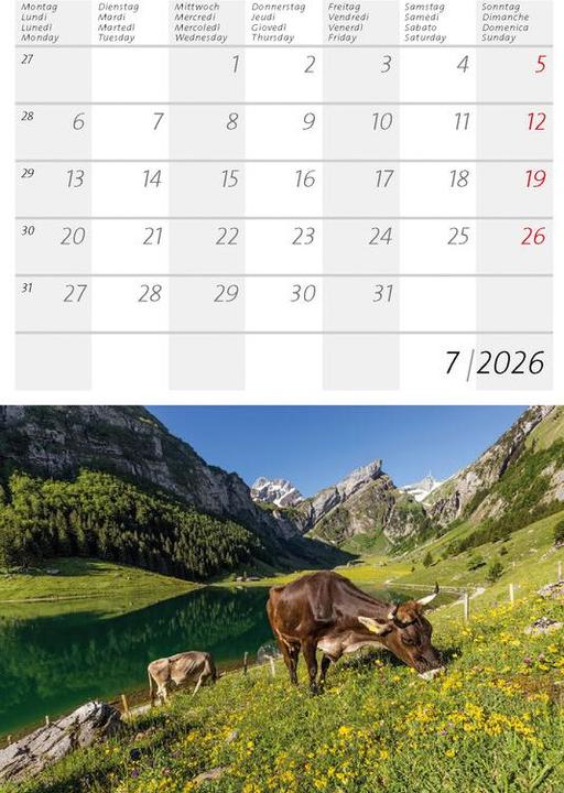 Produktbild Kleiner Schweizer Kalender 2026 (Harter Einband, Deutsch, Französisch, Italienisch)