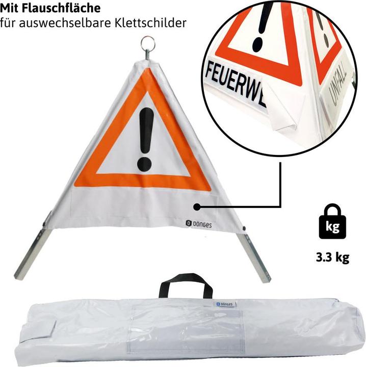 Produktbild Dönges Klett-Faltsignal, 700 mm, Tagesleuchtfarbe, ohne