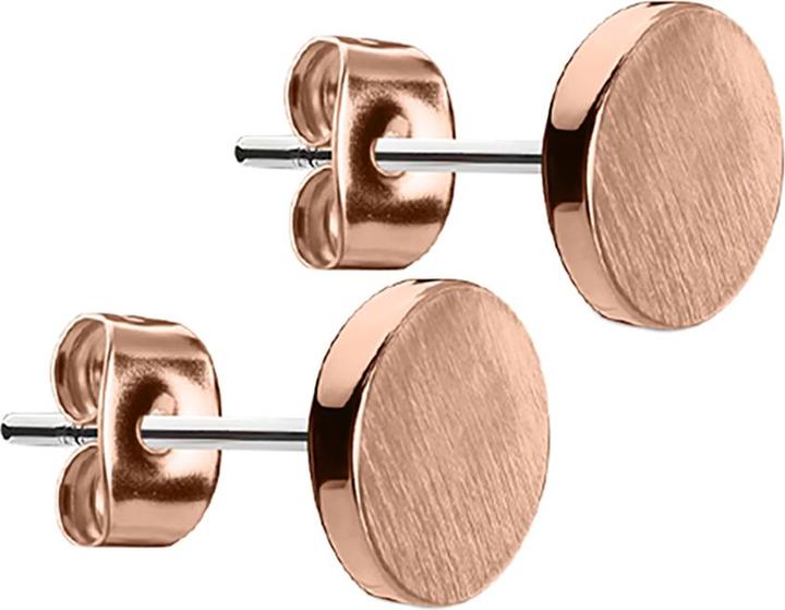 Produktbild Star Piercing Ohrstecker rund gebürstet rosegold (Messing, Chirurgenstahl 316L)