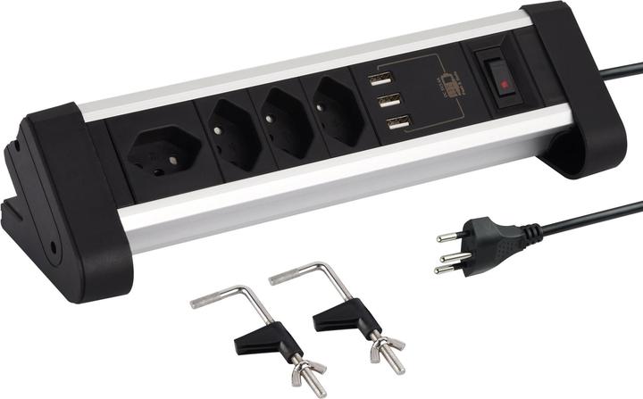 Actual product image Schönenberger Table socket strip (7 x, Type 13, USB-A, 2 m)