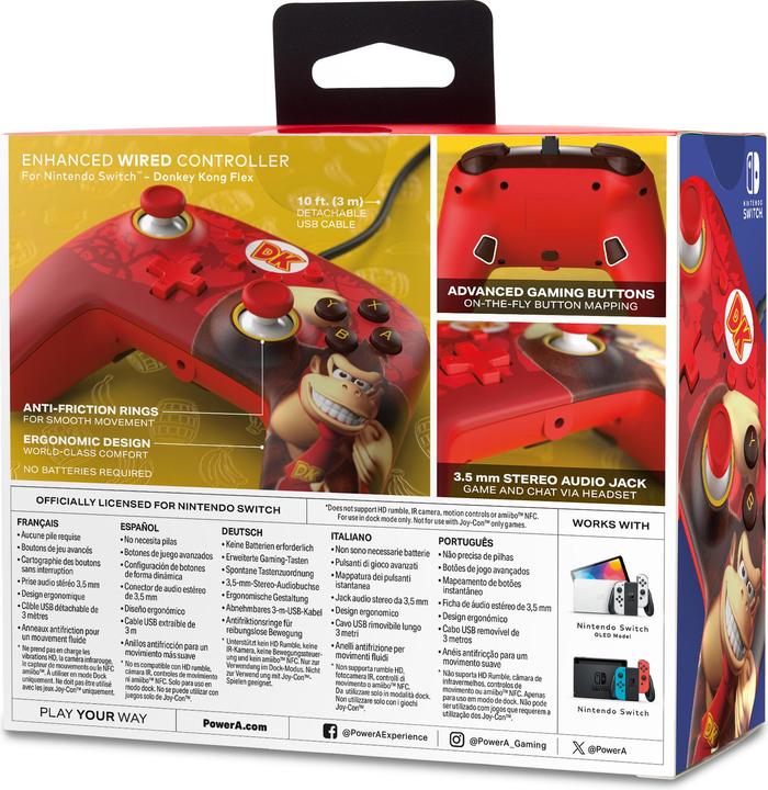Produktbild PowerA Switch Controller Enhanced wired Donkey Kong Flex (Switch OLED, Switch)