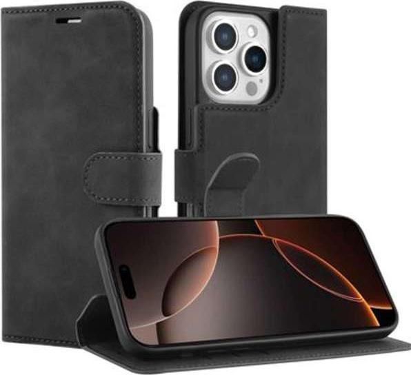 Actual product image Just in Case Pu-Leather Premium Book Case Black Apple iPhone 16 Pro Max (Apple iPhone 16 Pro Max)