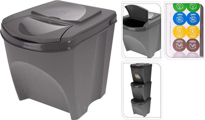 Actual product image Prosperplast Recycling Waste Bin Sortibox Black (3 x 25 l) (8719987806230) (25 l)