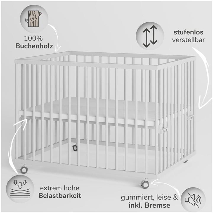 Image du produit Sämann Parc Premium avec barreaux amovibles (100 cm, 75 cm, Hêtre)