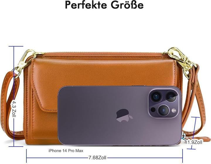 Immagine prodotto Only-Bags.Store Kleines Portemonnaie mit Kreditkartenfächern, Handytasche mit Reissverschluss um 2 Riemen