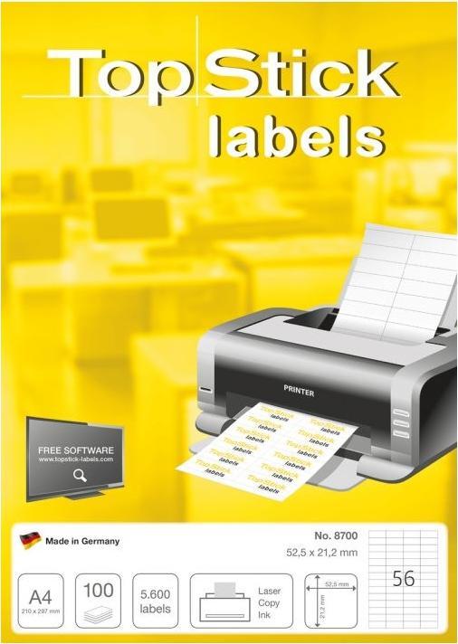 Actual product image TopStick TOP STICK universal labels, 52.5 x 21.2 mm, white