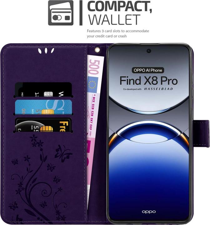 Produktbild Cadorabo Hülle für Oppo Find X8 Pro mit Blumen Muster (Oppo Find X8 Pro)