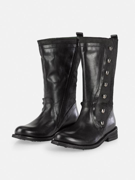 Produktbild Felmini GREDO D896 Bikerstiefel aus einer Mischung aus Leder und Wildleder in Schwarz, mit Metallknöpfen und (39)