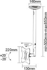 Actual product image Sunne LCD-A504K - Mounting kit (ceiling mount, ceiling plate, telescopic rod) for fl (Ceiling)