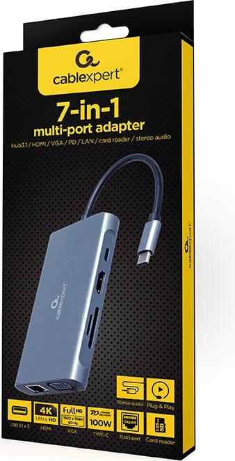 Produktbild Gembird A-CM-COMBO7-01 (USB-C, 7 Ports)